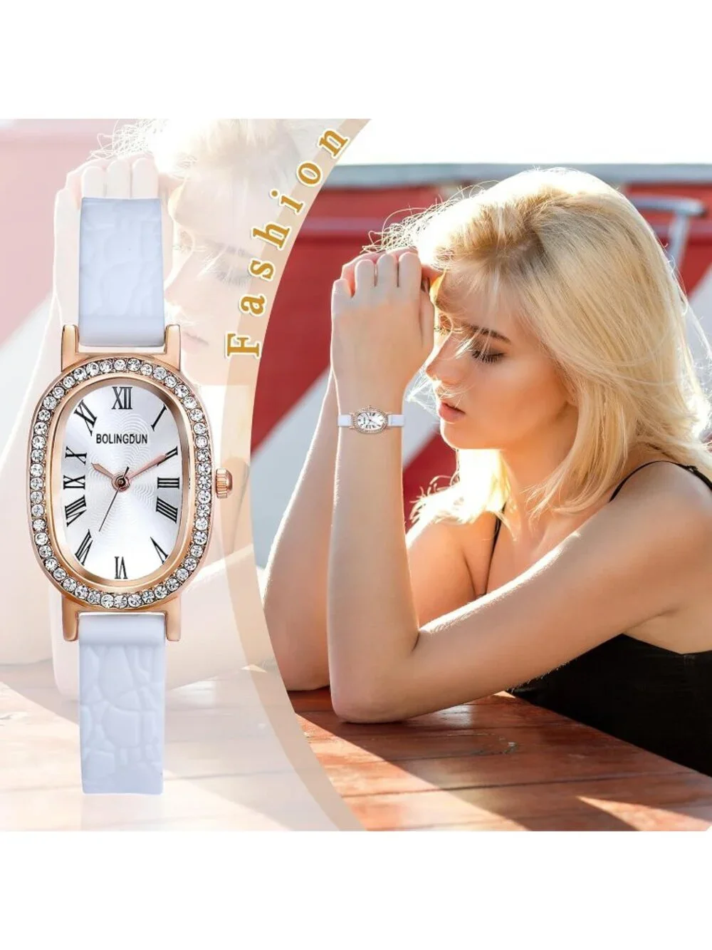 Women's White Analog Quartz Leather Simple Petite Oval Classic Casual Watch